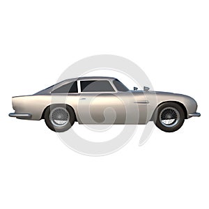 sport car city tourism luxury transport 1960s 3- Lateral view white background 3D Rendering Ilustracion 3D photo