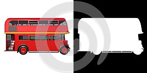 Double Decker Bus vitange 1- Lateral view white background alpha png 3D Rendering Ilustracion 3D photo