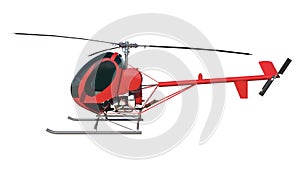 Ultra Light Helicopter 1- Lateral view white background 3D Rendering Ilustracion 3D