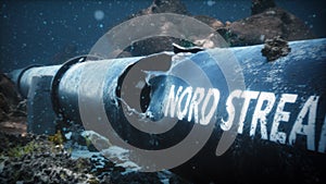 3D render of a damaged pipe Nord Stream 2 photo