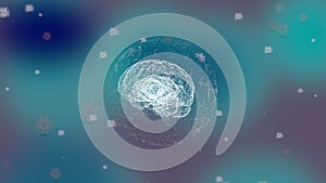 3d render of dangerous virus cells infecting human brain and neuron system.