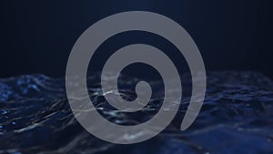 3d render Dark blue abstract waves on dark background