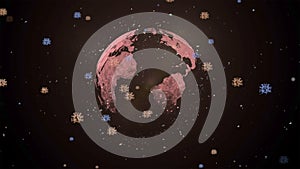 3d render of deadly virus attacking the planet over dark background.