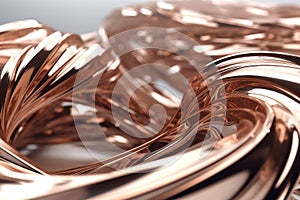 Twisted Waves: Platinum and Copper in 3D Render with Minimalist Desig photo