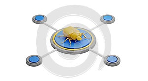 3D Yellow Beetle Connected to Network Nodes