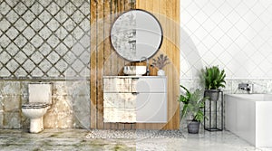 3d render of bathroom in ecostyle