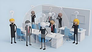 Business Team Thinking, Question Marks, Problem Solving 3D Render