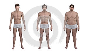 3D Render : the diversity of male body shape including ectomorph, mesomorph, endomorph photo