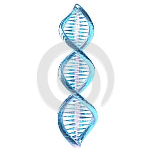 3D render of a DNA double helix with glowing blue photo