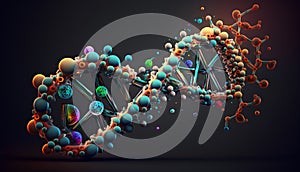 3d render of DNA structure on dark background. 3d illustration