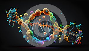 3d render DNA structure on dark background. 3d illustration.