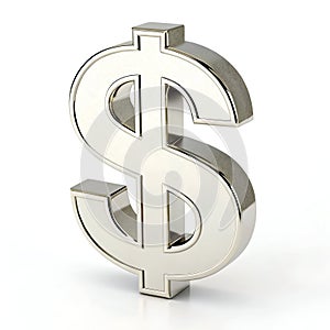 3D Render Dollar Sign Isolated on White Background