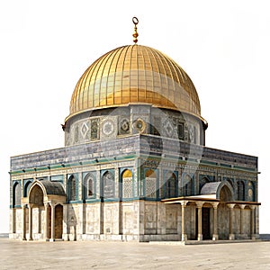 3D Render of the Dome of the Rock isolated on white background photo