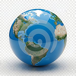 3D Render of Earth Globe with Focus on Americas