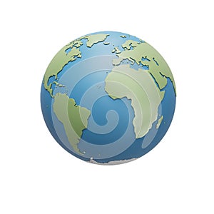 3D Render of Earth Globe Isolated on White Background