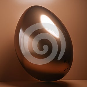 Metal Easter Egg 3d Rendering On Orange Background