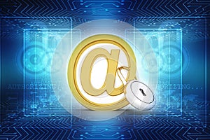 3d render of email symbol with lock