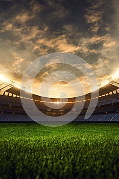 3d render emptry stadium evening