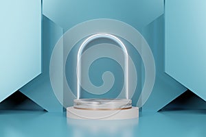 3d render of empty stand step design for product display