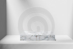 3d render of empty stand step design for product display.