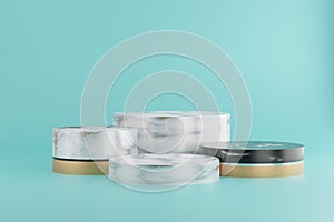 3d render of empty stand step design for product display