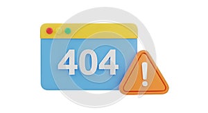 3D Render of 404 Error Page with Warning Sign