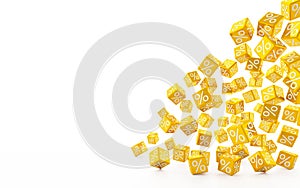 3d render - falling orange cubes with percent signs