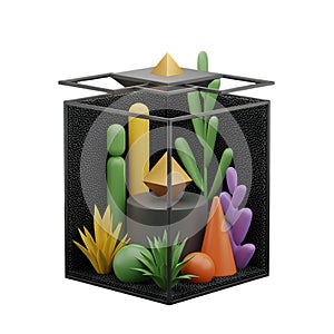 Abstract Geometric Composition in a Cube