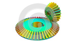 3D render - finite element analysis of two bevel gears photo