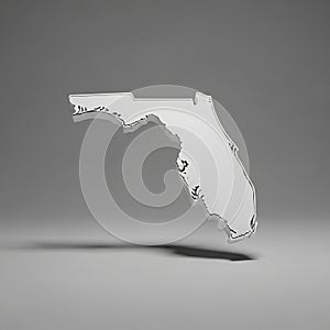 3D Render of Florida State Map on Gray Background