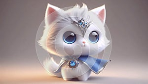 A 3D render of a fluffy cat superhero character, Ai generated image
