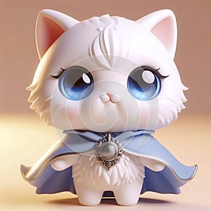 A 3D render of a fluffy cat superhero character, Ai generated image