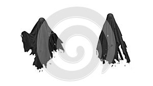 3d render Flying black Ghost on a white background