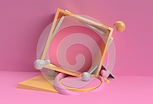 3D Render Frame surface Abstract background. Digital 3d illustration Design