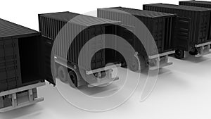 3D render - freight containers in a line