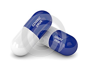 3D render of generic pills over white