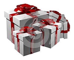 3d render gifts red whtie presents photo