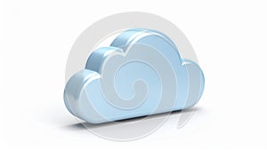 3D render of a glossy blue cloud isolated on a white background, concept of weather and computing