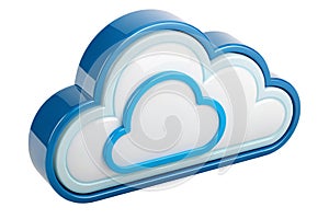 3D Render of a Glossy Cloud Icon Blue and transparent , isolated on transparent background - generated by ai