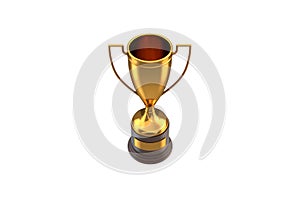 3D render of Gold Trophy Cup isolated on white.