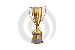 3D render of Gold Trophy Cup isolated on white.