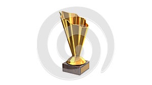 3D render of Gold Trophy Cup isolated on white