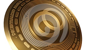 3D Render Golden Celo Cryptocurrency Coin Symbol Close up View photo