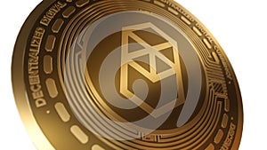 3D Render Golden Fantom FTM Cryptocurrency Coin Symbol Close up View photo
