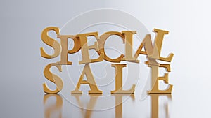 golden special sale text isolated on white background