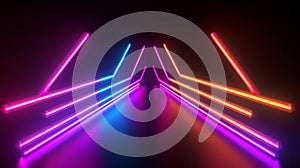 3d render, gradient glowing neon arrows, abstract wide background, direction concept, Generative AI