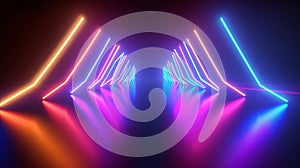 3d render, gradient glowing neon arrows, abstract wide background, direction concept, Generative AI