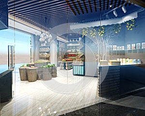 3d render of grocery store