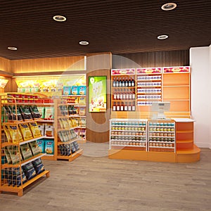 3d render of grocery store