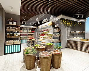 3d render of grocery store